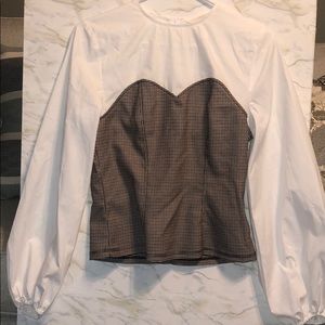 H&M Faux corset top with puff sleeves